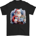 Traditional Santa Christmas Design Xmas Mens T-Shirt 100% Cotton Black