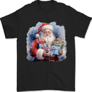 Traditional Santa Christmas Design Xmas Mens T-Shirt 100% Cotton Black