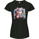 Traditional Santa Christmas Design Xmas Womens Petite Cut T-Shirt Black