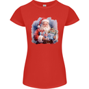 Traditional Santa Christmas Design Xmas Womens Petite Cut T-Shirt Red