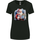 Traditional Santa Christmas Design Xmas Womens Wider Cut T-Shirt Black
