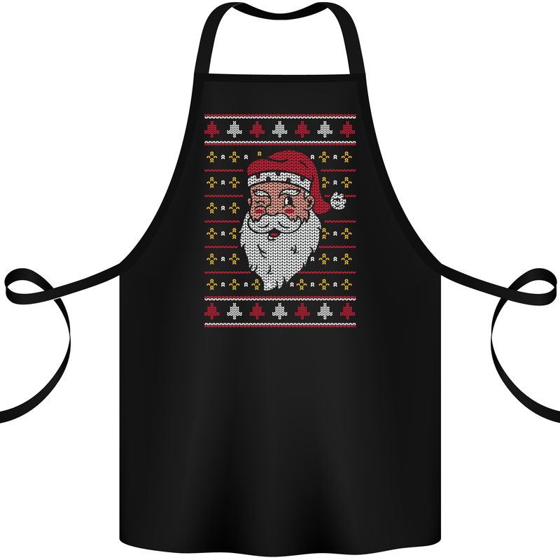 Traditional Santa Claus Christmas Xmas Cotton Apron 100% Organic Black