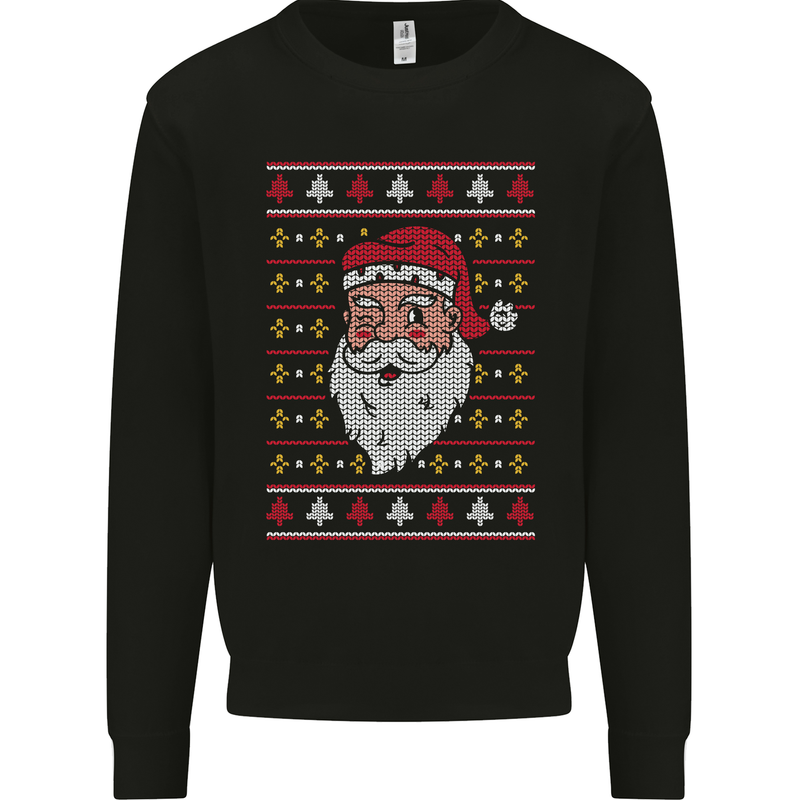 Traditional Santa Claus Christmas Xmas Mens Sweatshirt Jumper Black