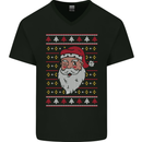 Traditional Santa Claus Christmas Xmas Mens V-Neck Cotton T-Shirt Black
