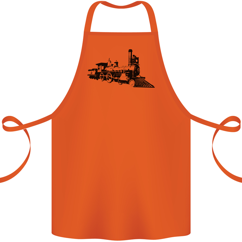 Trains Locomotive Steam Engine Trainspotting Cotton Apron 100% Organic Orange