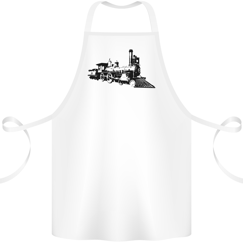 Trains Locomotive Steam Engine Trainspotting Cotton Apron 100% Organic White
