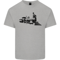 Trains Locomotive Steam Engine Trainspotting Kids T-Shirt Childrens Sports Grey