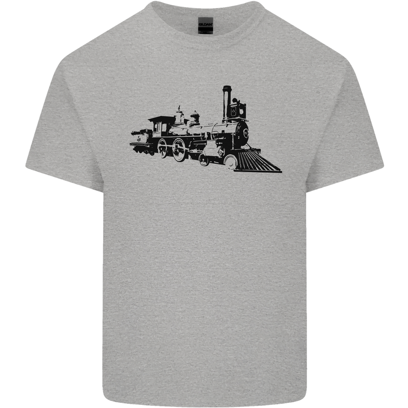 Trains Locomotive Steam Engine Trainspotting Kids T-Shirt Childrens Sports Grey