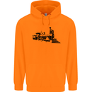 Trains Locomotive Steam Engine Trainspotting Mens 80% Cotton Hoodie Orange