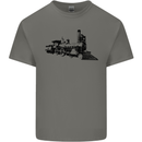 Trains Locomotive Steam Engine Trainspotting Mens Cotton T-Shirt Tee Top Charcoal