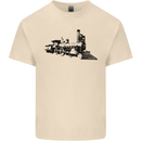 Trains Locomotive Steam Engine Trainspotting Mens Cotton T-Shirt Tee Top Natural