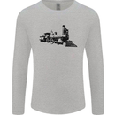 Trains Locomotive Steam Engine Trainspotting Mens Long Sleeve T-Shirt Sports Grey