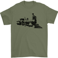 Trains Locomotive Steam Engine Trainspotting Mens T-Shirt 100% Cotton Military Green