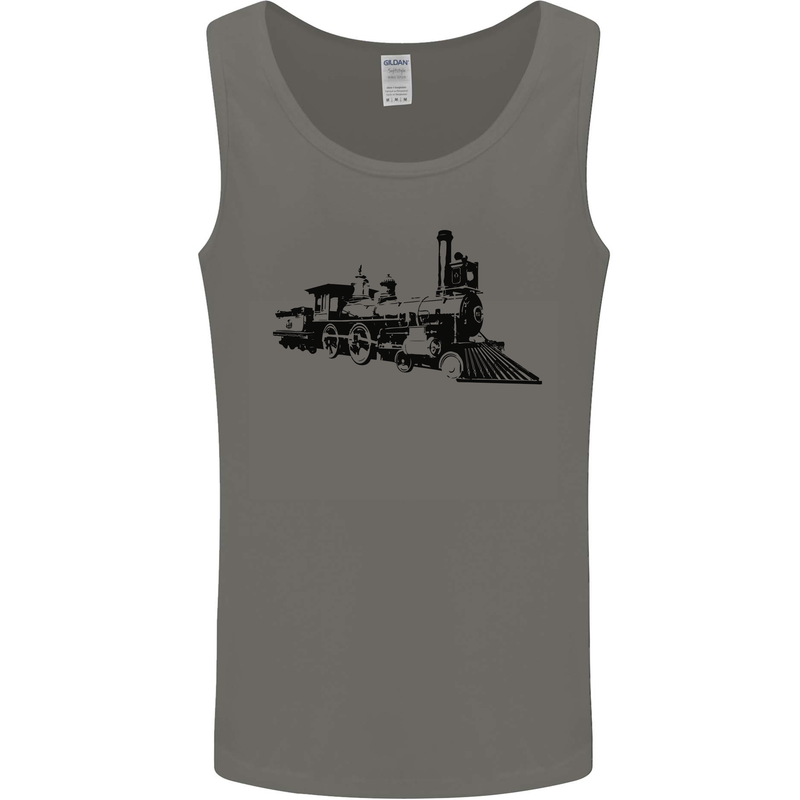 Trains Locomotive Steam Engine Trainspotting Mens Vest Tank Top Charcoal