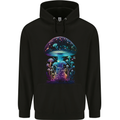 Translucent Fantasy Magic Mushrooms LSD Trippy Mens 80% Cotton Hoodie Black