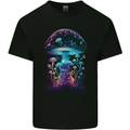 Translucent Fantasy Magic Mushrooms LSD Trippy Mens Cotton T-Shirt Tee Top Black