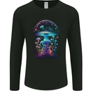 Translucent Fantasy Magic Mushrooms LSD Trippy Mens Long Sleeve T-Shirt Black