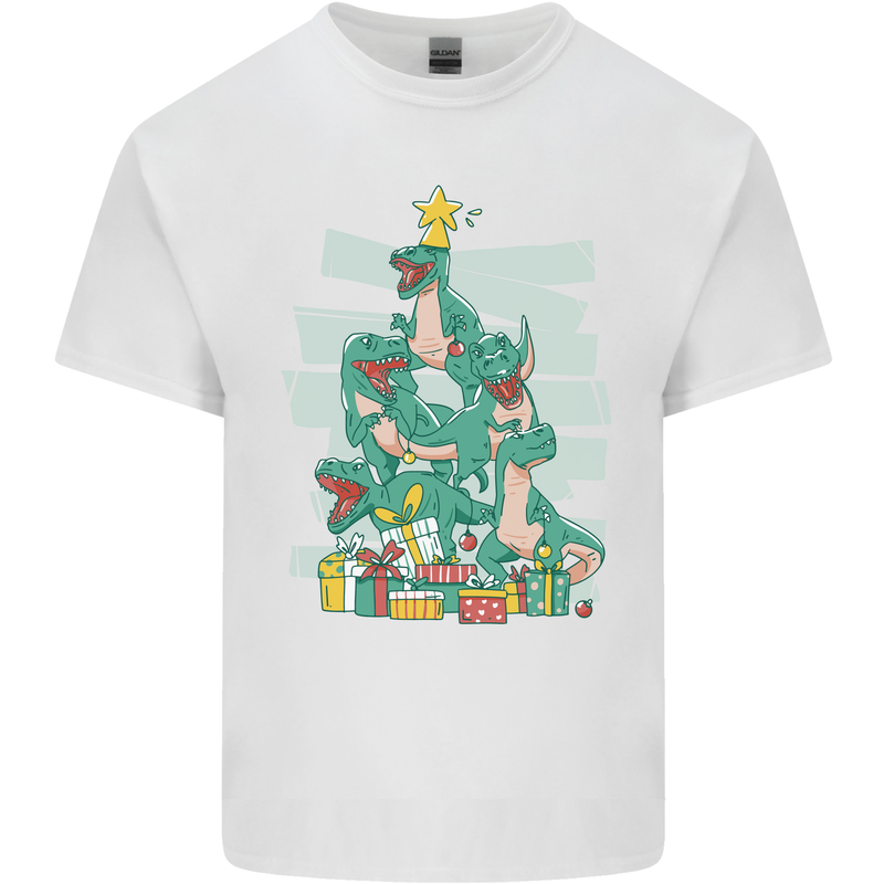 Tree Rex Funny Christmas T-Rex Dinosaur Kids T-Shirt Childrens White