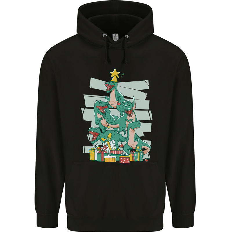 Tree Rex Funny Christmas T-Rex Dinosaur Mens 80% Cotton Hoodie Black
