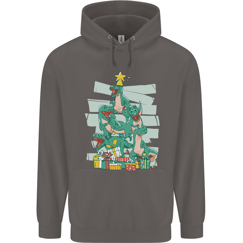 Tree Rex Funny Christmas T-Rex Dinosaur Mens 80% Cotton Hoodie Charcoal