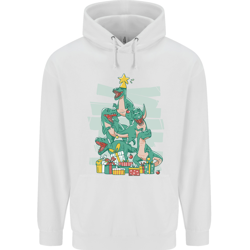 Tree Rex Funny Christmas T-Rex Dinosaur Mens 80% Cotton Hoodie White