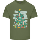 Tree Rex Funny Christmas T-Rex Dinosaur Mens Cotton T-Shirt Tee Top Military Green
