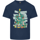 Tree Rex Funny Christmas T-Rex Dinosaur Mens Cotton T-Shirt Tee Top Navy Blue