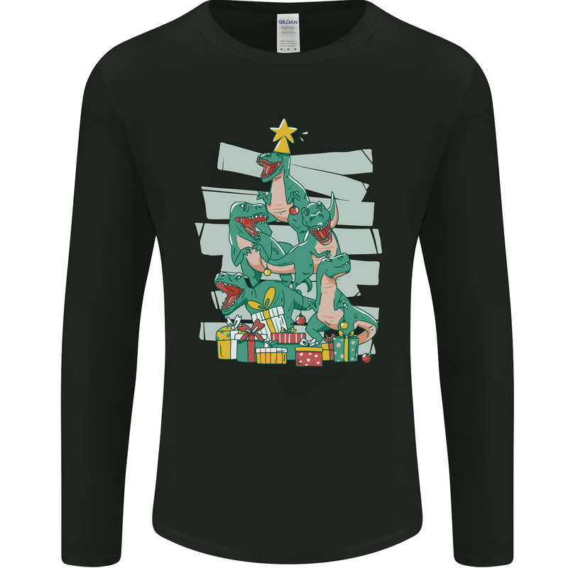 Tree Rex Funny Christmas T-Rex Dinosaur Mens Long Sleeve T-Shirt Black