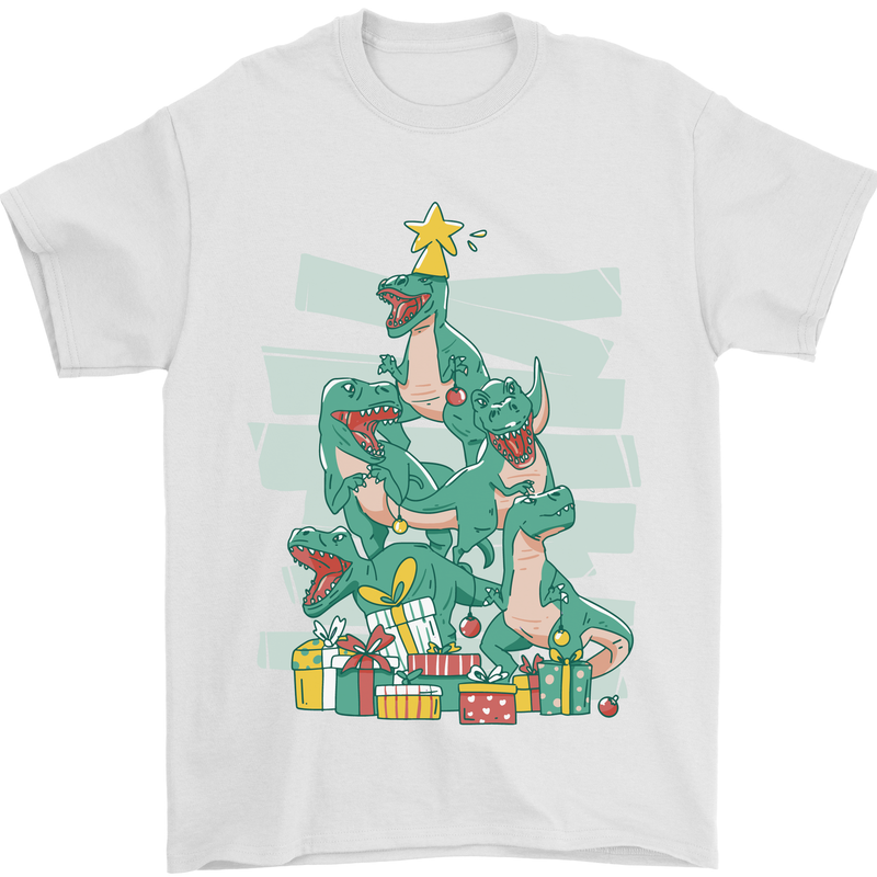 Tree Rex Funny Christmas T-Rex Dinosaur Mens T-Shirt 100% Cotton White