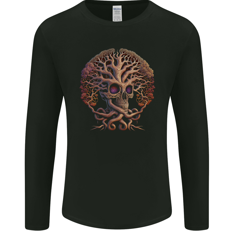 Tree Skull Mens Long Sleeve T-Shirt Black