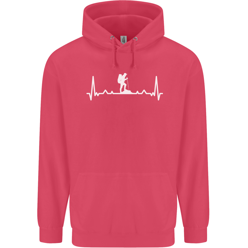 Trekking ECG Walking Rambling Hiking Pulse Childrens Kids Hoodie Heliconia
