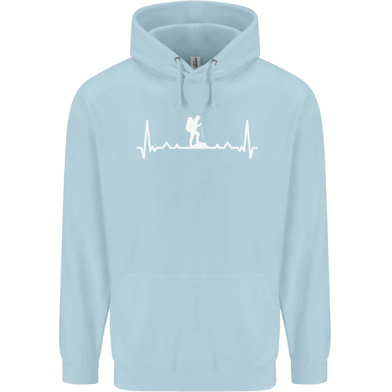 Trekking ECG Walking Rambling Hiking Pulse Childrens Kids Hoodie Light Blue