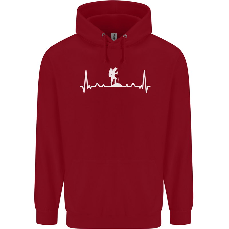 Trekking ECG Walking Rambling Hiking Pulse Childrens Kids Hoodie Red