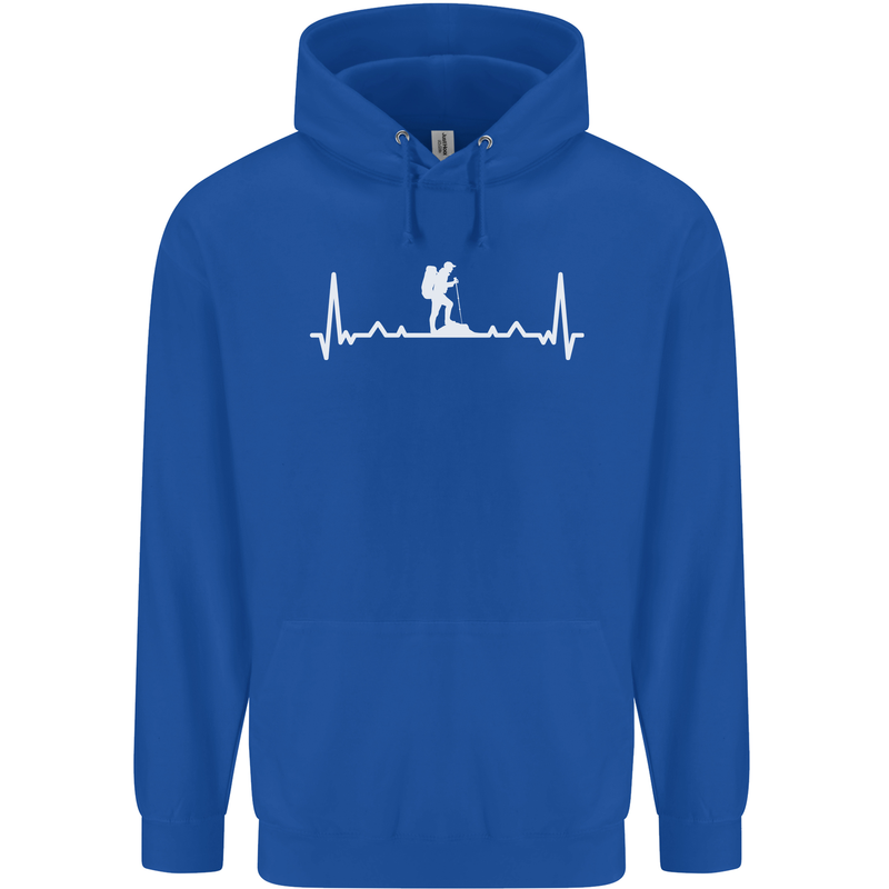 Trekking ECG Walking Rambling Hiking Pulse Childrens Kids Hoodie Royal Blue