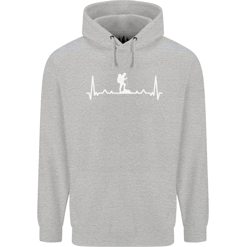 Trekking ECG Walking Rambling Hiking Pulse Childrens Kids Hoodie Sports Grey