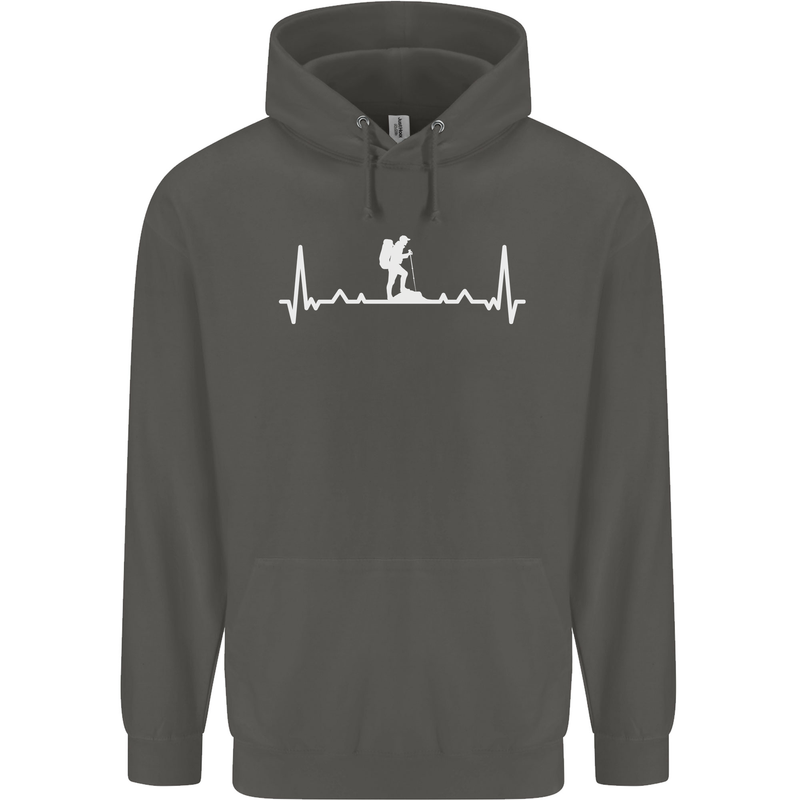 Trekking ECG Walking Rambling Hiking Pulse Childrens Kids Hoodie Storm Grey