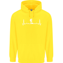 Trekking ECG Walking Rambling Hiking Pulse Childrens Kids Hoodie Yellow