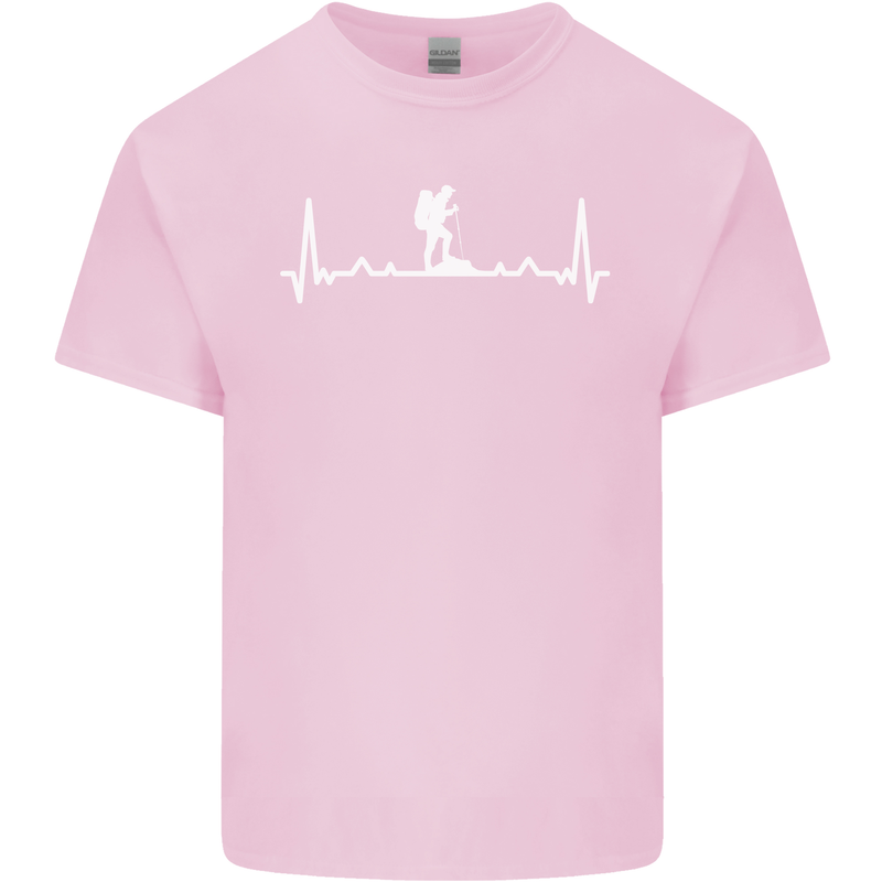 Trekking ECG Walking Rambling Hiking Pulse Kids T-Shirt Childrens Light Pink