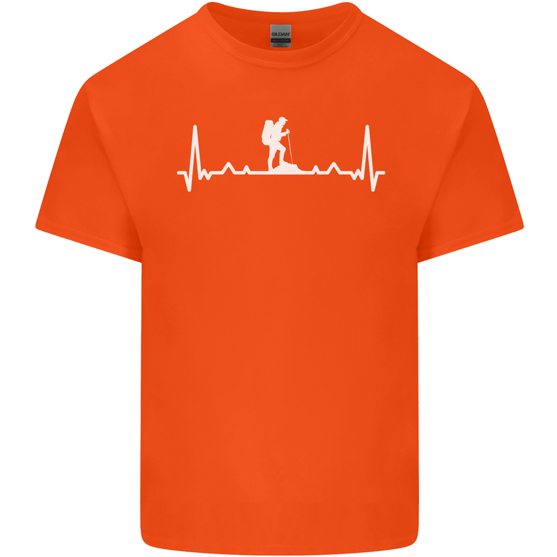 Trekking ECG Walking Rambling Hiking Pulse Kids T-Shirt Childrens Orange