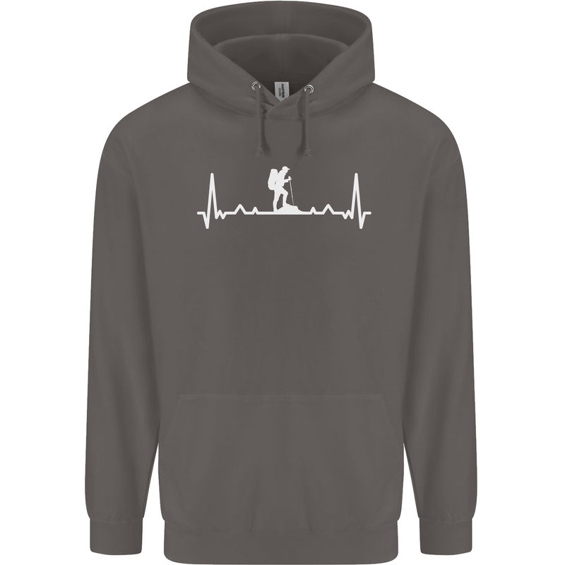 Trekking ECG Walking Rambling Hiking Pulse Mens 80% Cotton Hoodie Charcoal