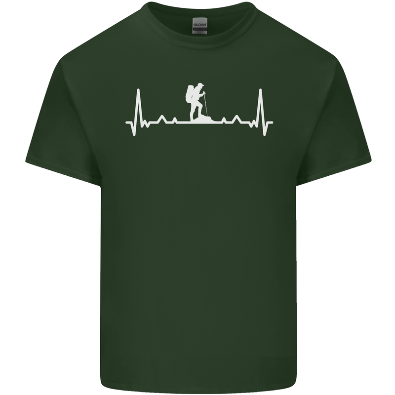 Trekking ECG Walking Rambling Hiking Pulse Mens Cotton T-Shirt Tee Top Forest Green