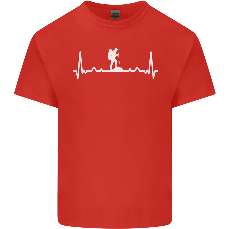 Trekking ECG Walking Rambling Hiking Pulse Mens Cotton T-Shirt Tee Top Red