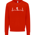 Trekking ECG Walking Rambling Hiking Pulse Mens Sweatshirt Jumper Bright Red