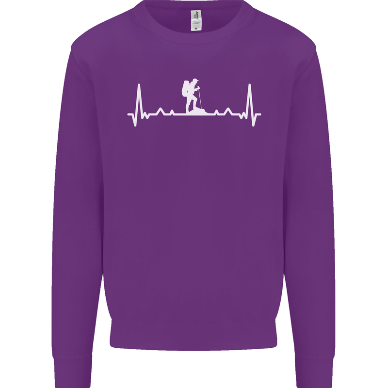 Trekking ECG Walking Rambling Hiking Pulse Mens Sweatshirt Jumper Purple