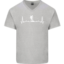 Trekking ECG Walking Rambling Hiking Pulse Mens V-Neck Cotton T-Shirt Sports Grey