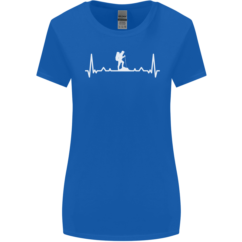 Trekking ECG Walking Rambling Hiking Pulse Womens Wider Cut T-Shirt Royal Blue