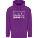 Triathlon Running Swimming Cycling Unicorn Childrens Kids Hoodie Purple