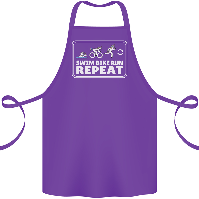 Triathlon Running Swimming Cycling Unicorn Cotton Apron 100% Organic Purple