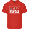 Triathlon Running Swimming Cycling Unicorn Kids T-Shirt Childrens Red