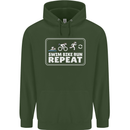 Triathlon Running Swimming Cycling Unicorn Mens 80% Cotton Hoodie Forest Green